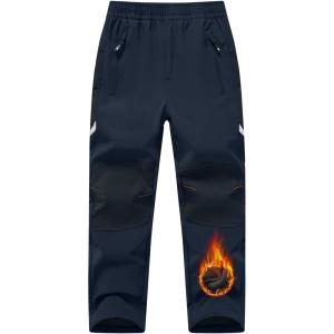 image:imageTBMPOY Boys Snow Ski Pants Kids Waterproof Fleece Lined Winter Hiking Snowboard Insulated Warm Pants Zipper PocketsNavy01