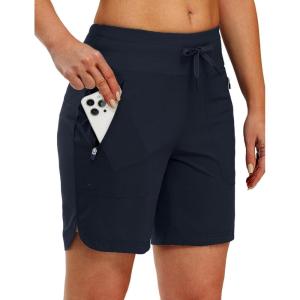 image:imageTBMPOY Womens Board Shorts 7 High Waisted Swim Beach Quick Dry Shorts with Zipper Pockets Water Liner Bathing BottomNavy