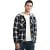 image:imageTBMPOY Mens Flannel Shirt Jacket Fleece Lined Plaid Sherpa Full Zip Winter Hoodie Warm Coat Casual Zipper PocketsBlack Blue Plaid