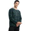 image:imageTBMPOY Mens Flannel Shirt Jacket Fleece Lined Plaid Sherpa Full Zip Winter Hoodie Warm Coat Casual Zipper PocketsBlack Green Plaid