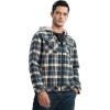 image:imageTBMPOY Mens Flannel Shirt Jacket Fleece Lined Plaid Sherpa Full Zip Winter Hoodie Warm Coat Casual Zipper PocketsNavy Blue Plaid
