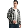 image:imageTBMPOY Mens Flannel Shirt Jacket Fleece Lined Plaid Sherpa Full Zip Winter Hoodie Warm Coat Casual Zipper PocketsNavy Green Plaid