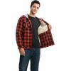 image:imageTBMPOY Mens Flannel Shirt Jacket Fleece Lined Plaid Sherpa Full Zip Winter Hoodie Warm Coat Casual Zipper PocketsRed Black Plaid
