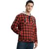 image:imageTBMPOY Mens Flannel Shirt Jacket Fleece Lined Plaid Sherpa Full Zip Winter Hoodie Warm Coat Casual Zipper PocketsRed Black Plaid