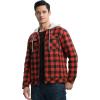 image:imageTBMPOY Mens Flannel Shirt Jacket Fleece Lined Plaid Sherpa Full Zip Winter Hoodie Warm Coat Casual Zipper PocketsRed Black Plaid