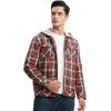 image:imageTBMPOY Mens Flannel Shirt Jacket Fleece Lined Plaid Sherpa Full Zip Winter Hoodie Warm Coat Casual Zipper PocketsRed White Plaid