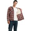image:imageTBMPOY Mens Flannel Shirt Jacket Fleece Lined Plaid Sherpa Full Zip Winter Hoodie Warm Coat Casual Zipper PocketsRed White Plaid
