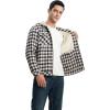 image:imageTBMPOY Mens Flannel Shirt Jacket Fleece Lined Plaid Sherpa Full Zip Winter Hoodie Warm Coat Casual Zipper PocketsWhite Brown Plaid