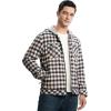 image:imageTBMPOY Mens Flannel Shirt Jacket Fleece Lined Plaid Sherpa Full Zip Winter Hoodie Warm Coat Casual Zipper PocketsWhite Brown Plaid