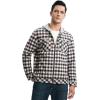 image:imageTBMPOY Mens Flannel Shirt Jacket Fleece Lined Plaid Sherpa Full Zip Winter Hoodie Warm Coat Casual Zipper PocketsWhite Brown Plaid