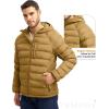 image:imageTBMPOY Mens Puffer Jacket Lightweight Hooded Winter Warm WaterResistant Coat for Ski Casual TravelBrown Yellow