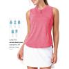 image:imageTBMPOY Womens Sleeveless Golf Shirts Ladies Lightweight Quick Dry UPF 50 Polo Shirts for Tennis Tank TopsRose Red