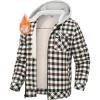 image:imageTBMPOY Mens Flannel Shirt Jacket Fleece Lined Plaid Sherpa Full Zip Winter Hoodie Warm Coat Casual Zipper PocketsWhite Brown Plaid