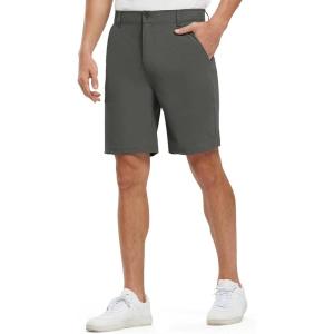 image:imageTBMPOY Mens 9 Stretch Golf Shorts Quick Dry Lightweight Flat Front Casual Dress Shorts for Work Business Travel HikingDark Grey