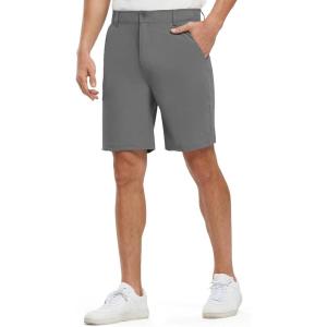 image:imageTBMPOY Mens 9 Stretch Golf Shorts Quick Dry Lightweight Flat Front Casual Dress Shorts for Work Business Travel HikingGrey
