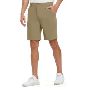 image:imageTBMPOY Mens 9 Stretch Golf Shorts Quick Dry Lightweight Flat Front Casual Dress Shorts for Work Business Travel HikingKhaki