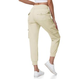 image:imageTBMPOY Womens Cargo Pants Lightweight Hiking Joggers Casual Travel Sweatpants Quick Dry Outdoor Trip Work 6 PocketsBeige