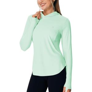 image:imageTBMPOY Womens UPF 50 Sun Hoodie UV Protection Hiking Shirts Long Sleeve Lightweight Quick Dry Tops for Outdoor FishingLight Green