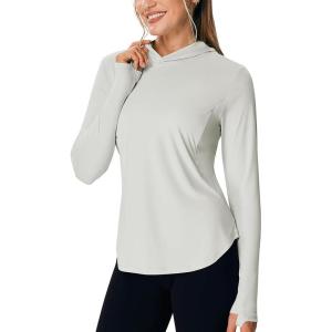 image:imageTBMPOY Womens UPF 50 Sun Hoodie UV Protection Hiking Shirts Long Sleeve Lightweight Quick Dry Tops for Outdoor FishingLight Grey