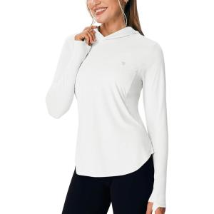 image:imageTBMPOY Womens UPF 50 Sun Hoodie UV Protection Hiking Shirts Long Sleeve Lightweight Quick Dry Tops for Outdoor FishingWhite