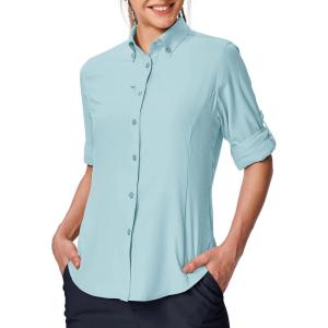 image:imageTBMPOY Womens UPF 50 Sun Protection Fishing Safari UV Shirt Long Sleeve Camping Hiking Outdoor Travel Button Down ShirtBlue