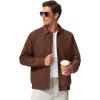 image:imageTBMPOY Mens Casual Cotton Jacket Lightweight Full Zip Canvas Lapel Jackets Business Work Windbreaker with 3 PocketsCoffee