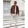 image:imageTBMPOY Mens Casual Cotton Jacket Lightweight Full Zip Canvas Lapel Jackets Business Work Windbreaker with 3 PocketsCoffee