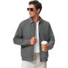 image:imageTBMPOY Mens Casual Cotton Jacket Lightweight Full Zip Canvas Lapel Jackets Business Work Windbreaker with 3 PocketsDark Grey