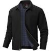 image:imageTBMPOY Mens Casual Cotton Jacket Lightweight Full Zip Canvas Lapel Jackets Business Work Windbreaker with 3 PocketsBlack Blue