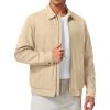 image:imageTBMPOY Mens Casual Cotton Jacket Lightweight Full Zip Canvas Lapel Jackets Business Work Windbreaker with 3 PocketsKhaki