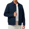 image:imageTBMPOY Mens Casual Cotton Jacket Lightweight Full Zip Canvas Lapel Jackets Business Work Windbreaker with 3 PocketsNavy