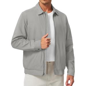 image:imageTBMPOY Mens Casual Cotton Jacket Lightweight Full Zip Canvas Lapel Jackets Business Work Windbreaker with 3 PocketsLight Grey
