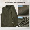 image:imageTBMPOY Mens Casual Vest Stylish Sleeveless Lightweight Canvas Outerwear Work Utility Cotton Jacket Travel Fishing HikingArmy Green
