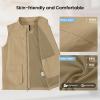 image:imageTBMPOY Mens Casual Vest Stylish Sleeveless Lightweight Canvas Outerwear Work Utility Cotton Jacket Travel Fishing HikingKhaki