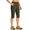 image:imageTBMPOY Womens 15 Long Hiking Shorts Below Knee Length Cargo Capri Bermuda Water Resistant Lightweight Stretch 3 Pockets15inarmy Green