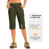 image:imageTBMPOY Womens 15 Long Hiking Shorts Below Knee Length Cargo Capri Bermuda Water Resistant Lightweight Stretch 3 Pockets15inarmy Green