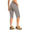 image:imageTBMPOY Womens 15 Long Hiking Shorts Below Knee Length Cargo Capri Bermuda Water Resistant Lightweight Stretch 3 Pockets15inlight Grey