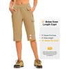 image:imageTBMPOY Womens 15 Long Hiking Shorts Below Knee Length Cargo Capri Bermuda Water Resistant Lightweight Stretch 3 Pockets15inlight Khaki