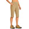 image:imageTBMPOY Womens 15 Long Hiking Shorts Below Knee Length Cargo Capri Bermuda Water Resistant Lightweight Stretch 3 Pockets15inlight Khaki