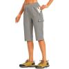 image:imageTBMPOY Womens 15 Long Hiking Shorts Below Knee Length Cargo Capri Bermuda Water Resistant Lightweight Stretch 3 Pockets15inlight Grey