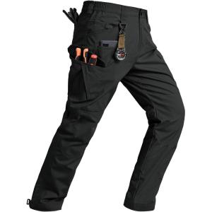 image:imageTBMPOY Cargo Pants for Men Water Resistant Ripstop Tactical Work Hiking Construction Outdoor Pants with 10 PocketsBlack