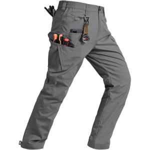 image:imageTBMPOY Cargo Pants for Men Water Resistant Ripstop Tactical Work Hiking Construction Outdoor Pants with 10 PocketsDark Gray