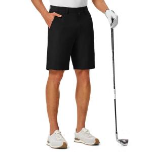 image:imageTBMPOY Mens 9 Golf Shorts Stretch Dress Quick Dry Casual Flat Front Elastic Waist Shorts for Men with 5 PocketsBlack