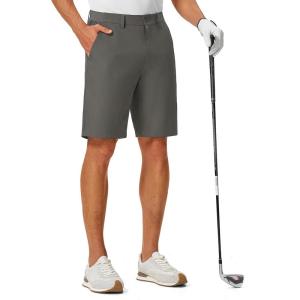 image:imageTBMPOY Mens 9 Golf Shorts Stretch Dress Quick Dry Casual Flat Front Elastic Waist Shorts for Men with 5 PocketsDark Grey