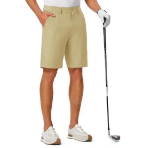 image:imageTBMPOY Mens 9 Golf Shorts Stretch Dress Quick Dry Casual Flat Front Elastic Waist Shorts for Men with 5 PocketsLight Khaki