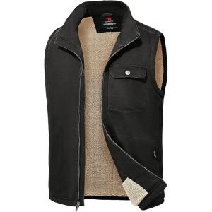image:imageTBMPOY Mens Winter Vest Outerwear Fleece SherpaLined Casual Vests Warm Cotton Jacket With Full ZipperDark Grey