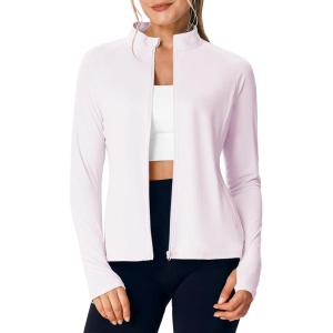 image:imageTBMPOY Womens UPF 50 Sun Protection Lightweight Jacket Athletic Hiking Full Zip Up Long Sleeve Packable Workout ShirtGrey Violet