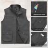 image:imageTBMPOY Mens Lightweight Vest Cotton Stylish Sleeveless Travel Casual Work Canvas Outerwear Utility Jacket Fishing HikingDeep Gray