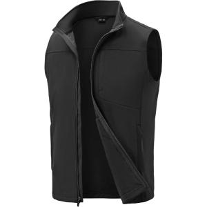image:imageTBMPOY Mens Lightweight Softshell Vests Windproof Sleeveless Jackets Golf Outdoor Outerwear Summer Hiking Travel CyclingBlack