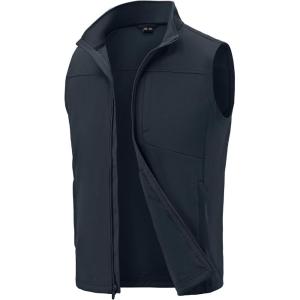image:imageTBMPOY Mens Lightweight Softshell Vests Windproof Sleeveless Jackets Golf Outdoor Outerwear Summer Hiking Travel CyclingDark Blue
